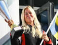 Mathilda Wiberg: Der Moment des Titelsiegs. Die 21-jährige Pilotin hat sich 2025 als feste Größe im internationalen Motorboot-Rennsport etabliert.