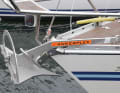 The stainless steel version on the bow of our test boat