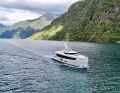 The 36 metre long "Q43" travelled through the fjords of Norway on its maiden voyage