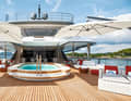Cool rain: Even with heavy rolling movements, the waterfall flows constantly from the owner's deck down into the pool.