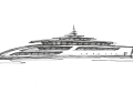 First sketch: The designer developed the look line by line.