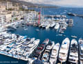 Setting: The medium-sized superyachts are moored in front of the Yacht Club de Monaco (on the left of the picture).
