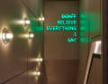 The stairwell was too dark for a painting, so Astor Milan Salcedo designed a luminous lettering, which was created by an artist from Leipzig.