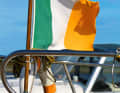 The green of the Irish flag stands for the Catholic south of the country, the orange for the Protestant north and the white for peace between the two ethnic groups