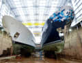 Plenty of space: two 75 by 24 metre dry docks can accommodate two yachts side by side and one behind the other