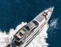 Orphaned: Guests should not visit outside areas standing in the wind at over 15 knots. The flybridge and the wing-shaped bow are made entirely of carbon fibre