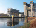 The old and the new Niederfinow boat lift (from left)