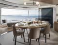 Fresh air: Curved sliding doors open up the dining area to the cockpit outside.