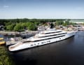 There is a long, narrow pool on the aft deck.