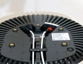 Raymarine: Separate cables for data and power. Integrated labyrinth strain relief (left) or simple feed-through (right)