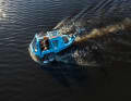 On the water, the front section of the BeTriton becomes the stern and the rear section becomes the bow.