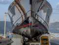 Jarkko Jämsén created the lines of the 23.20 metre long Arrow. The Finn is known for its concave bow sections and efficient hull shapes.