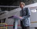 Heesen sales director Mark Cavendish gives a speech.