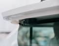 Cameras like these are positioned around the boat. They film the surroundings.