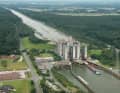 The 50-year-old Lüneburg ship lift is a double vertical lift with two troughs, each with a useful length of 100 metres.
