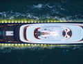 It looks like many other superyachts. Yet gigantic liquid hydrogen tanks are stored below deck of the 119 metres.