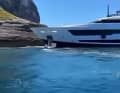 The video shows the crew trying to get the ship moving.