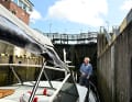 Waiting for the upstream lock in the Friedrichstadt lock.