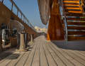 Teak also adorns the inner bulwark. The boat was built by Obeid Juma Bin Suloom Shipyard (OJS Boats) in Dubai.