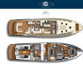 Bei den Modellen Sedan und Flybridge liegt die offene Galley an Backbord im Salon.