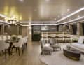 The Skylounge is known as "the green lounge". The glass top of the dining area almost seems to float.