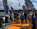 The trade fair footbridge directly at Schwerin Castle