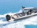 The hull shape features a stepped design for high-speed cruising.