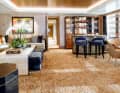 Large saloon on the main deck: Jan Kath from Bochum supplied the silk and nettle carpet. The owner stocked the bar with Irish whiskey