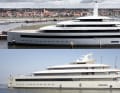 Finde die Änderungen: Oben die neue, etwas über 100 Meter lange „Moonrise”, unten die gleichnamige, knapp unter 100-Meter-Feadship aus dem Jahr 2020.