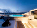 The jacuzzi on the front sun deck is also heated via heat recovery