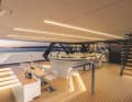Main deck aft: the dining area with adjoining pool.