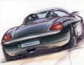 Boxster des Typ 986 überraschte 1996 durch die Nähe zum Showcar (unteres Foto, Mitte) und setzte die Mittelmotortradition des 550 Spyder erfolgreich fort.