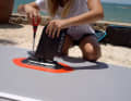 A large centre fin is designed to prevent lateral drift in light winds