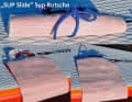 Clever invention by the club: the SUP slide: a fabric tube with an inner sliding fabric that slides against each other. The rolled-out "slide" reduces friction for easier boarding and you can get yourself or others back "on board" with little effort.