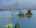 The islets in the Eibsee under the northern flank of Germany's highest mountain - the Zugspitze - look almost Caribbean.