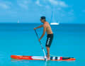 You pull the paddle out at the level of your feet or slightly in front of them, but not behind them, otherwise you switch to so-called negative paddling, which slows you down, destabilises you and can damage your back in the long run