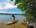 Classic use for these boards: Moderate tours on inland lakes like here on the Staffelsee in Upper Bavaria - and as a bouncy castle and bathing island anyway.