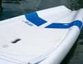 In addition to the large board width in the centre, the low standing position ensures stability against tipping.