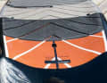 The deck pad of the RRD extends to the stern.