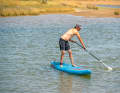 With this support on the water, which slows the board down slightly, you tighten your abdominal muscles, strain your inner leg and...