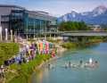 Spectacular start to the CITY Race on the Drau River in the centre of Villach.