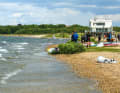 Lake Cospuden, view in direction of the kite entrance / north