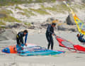 The SURF testers changing the mast