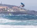 From the commentary box onto the water: Ben Proffitt launches himself into a backloop.