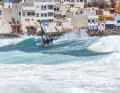 Lina surfs in Pozo on the Canary Islands.