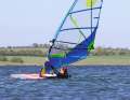 In principle, the sail is already in the upright travelling position while the rider is still in the water