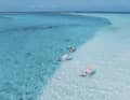 The shallow area in Lac Bay on Bonaire is clearly recognisable by the lighter colour of the water.