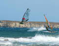 New Golden Beach attracts visitors with shallow water and - if the Meltemi fires properly - good diving ramps