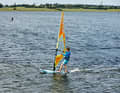 2) Prepare to drop by moving the sail hand on the boom slightly backwards towards the end of the boom and placing the back foot slightly back towards the stern.