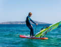 Try to set a right angle between the board and the sail.